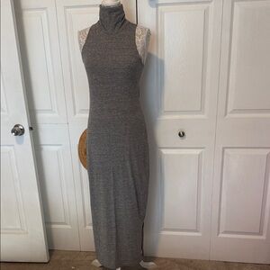 Chaser Gray Sleeveless Turtleneck Maxi Dress Feels Cotton blend S
